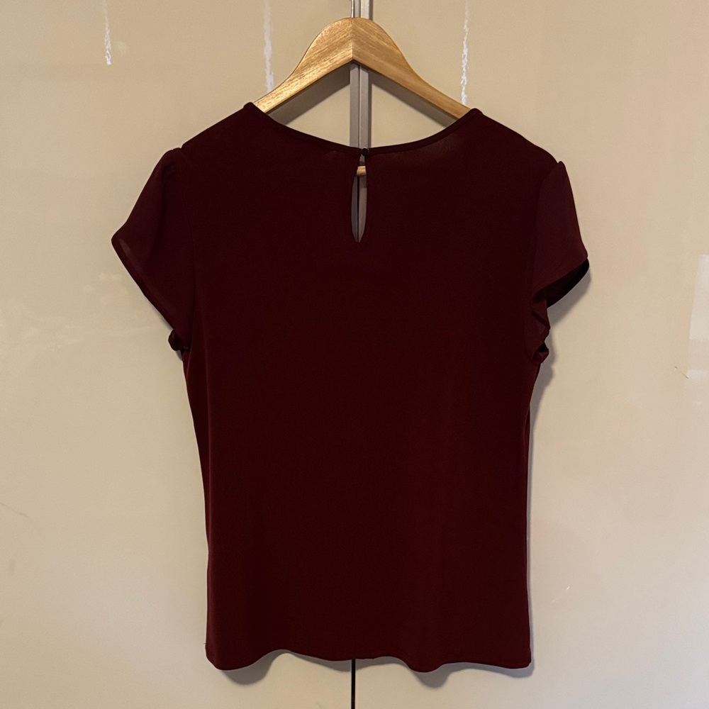 41 Hawthorn Deep Red Ruffle Sleeve Top - Picture 3 of 6